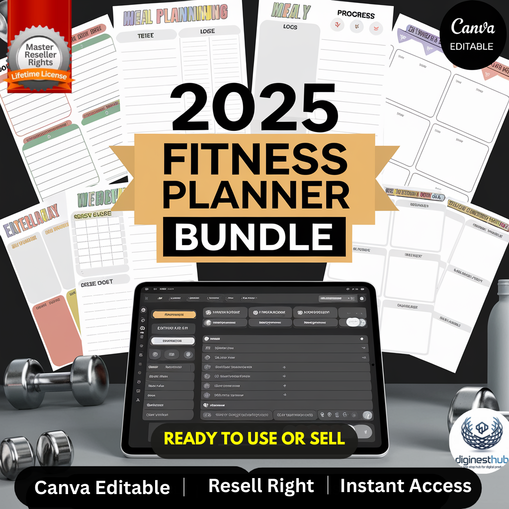 2025 Fitness Planner – 49+ Page Workout & Wellness Journal | Printable PDF | Daily, Weekly, Monthly Tracker | Goal Setting, Meal Planner, Habit Tracker