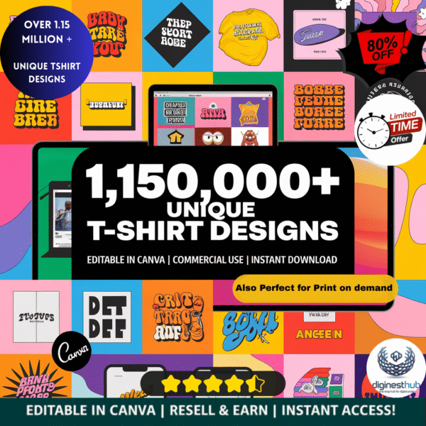 1.15 Million+ T-Shirt Design Bundle | Huge PNG Graphic Pack | Ready-to-Use Designs for Print On Demand | POD Graphics | Commercial Use